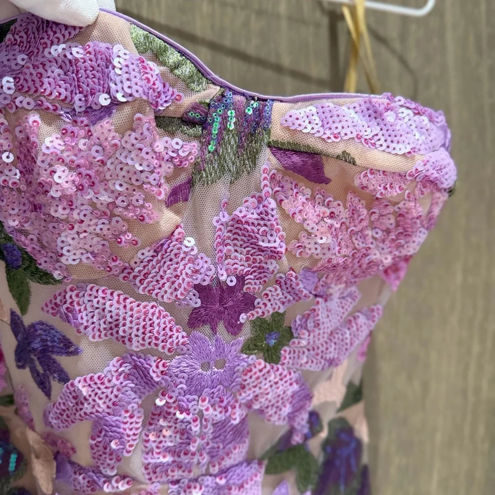 Bronx and Banco Lavender and Gold Embellished Sequin Dress - Picture 5 of 16